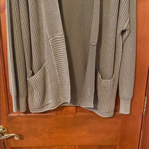 American Eagle Outfitters Sage Green Ribbed Knit Open Front Cardigan Size Large - Picture 9 of 9